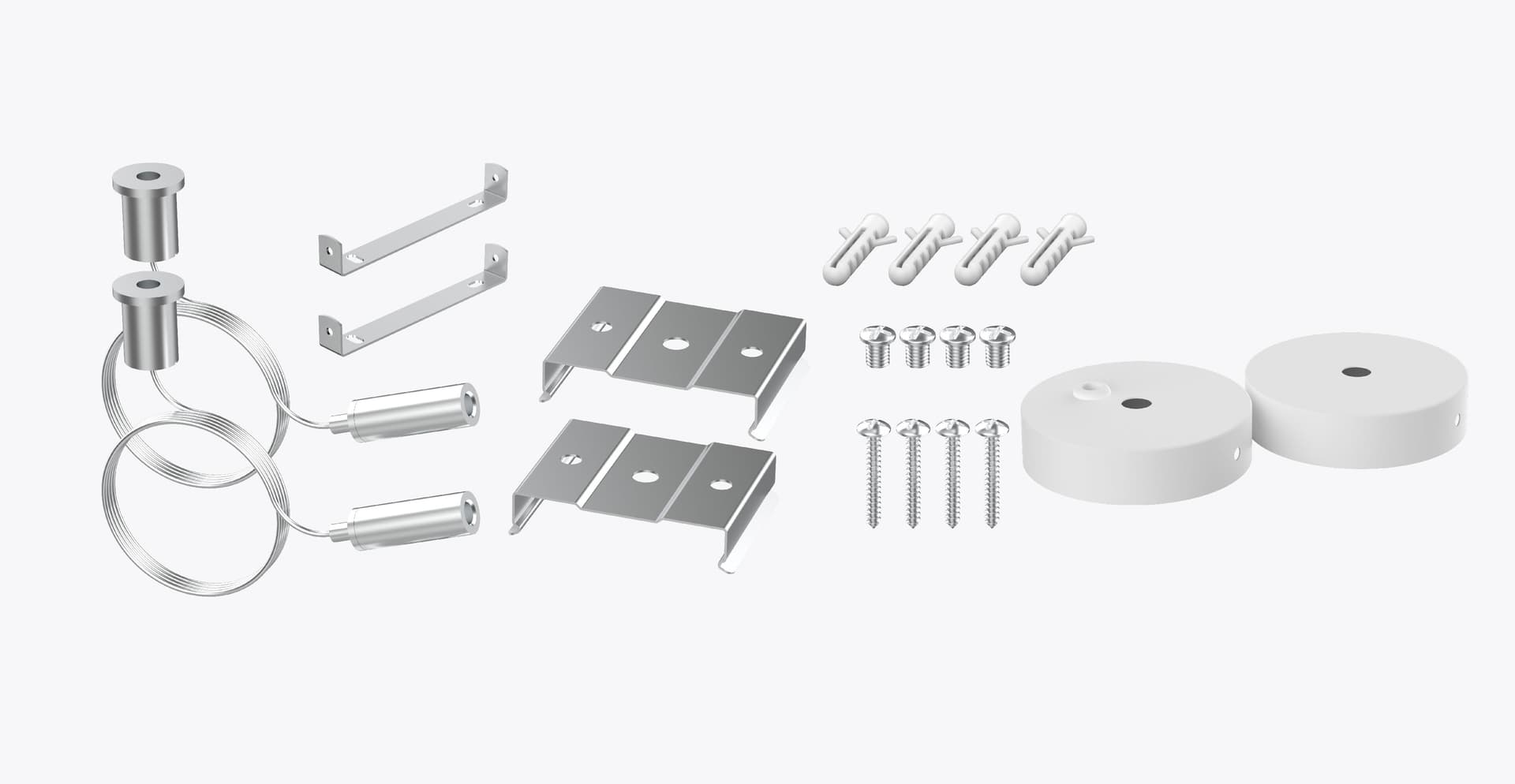 Suspension Kit, Round 4 in. Canopy, Stainless Steel Rope, 1.8M, White