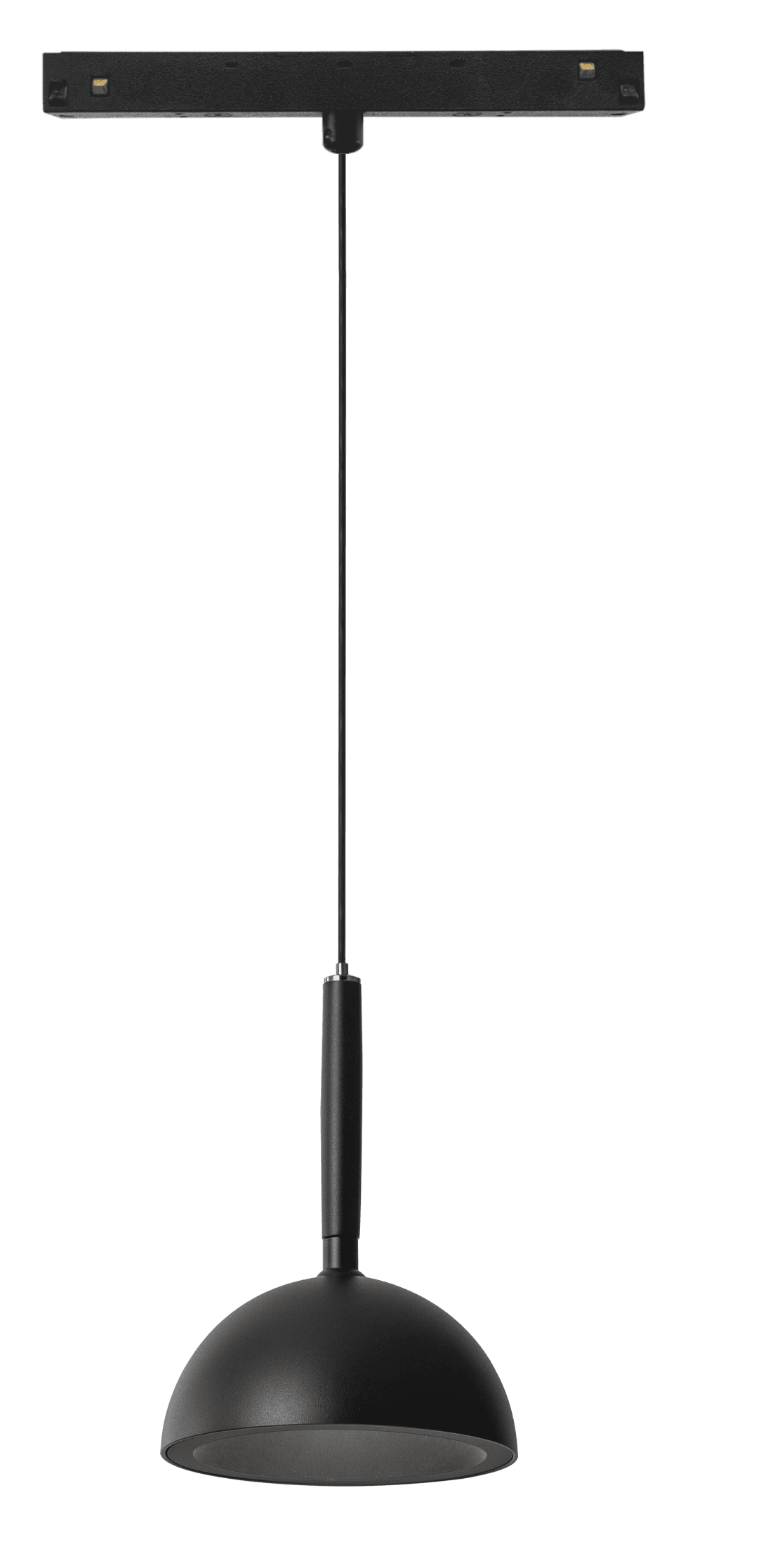 Sistema de rieles Prolink, luminaria colgante negra, 10W, 3000K, Osram 2835, ángulo de haz 110 grados, Driver LTECH, CRI 90, Triac 0-10V, dim. 110Hx1200 mm, 48V