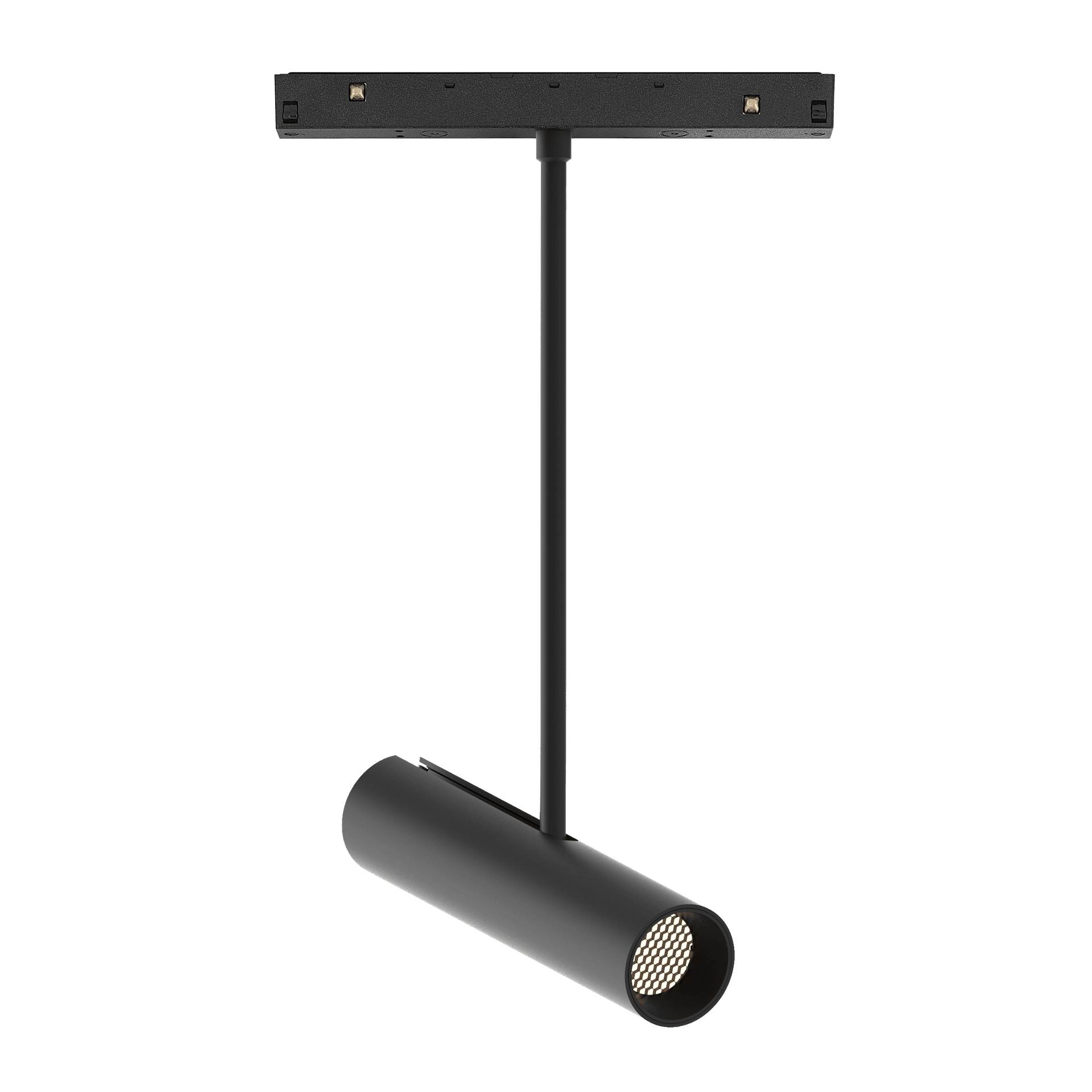 Sistema de Riel Prolink Luminaria Spot Negra 15W 3000K Ángulo de Haz 38 grados IP20 Driver LTECH PF0.9 CRI90 0-10V Temp. Trabajo -20C a 60C Dim 46Rx200x200 mm