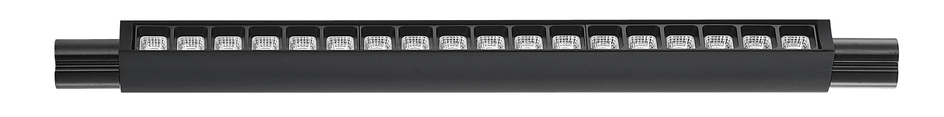 Sistema de rieles Prolink, reflector cuadrado negro, 15W, 3000K, Osram 3030, ángulo de haz 50 grados, Driver LTECH, CRI 90, Triac 0-10V, dim. 337x27 mm, 48V