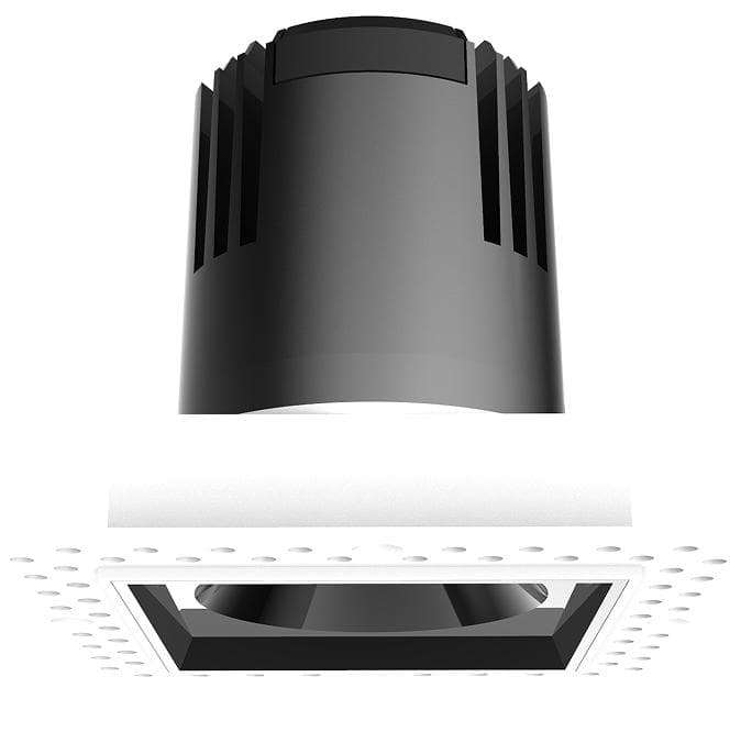 Downlight Cuadrado Ajustable Sin Marco 7W 3000K Reflector Negro Mate IP20