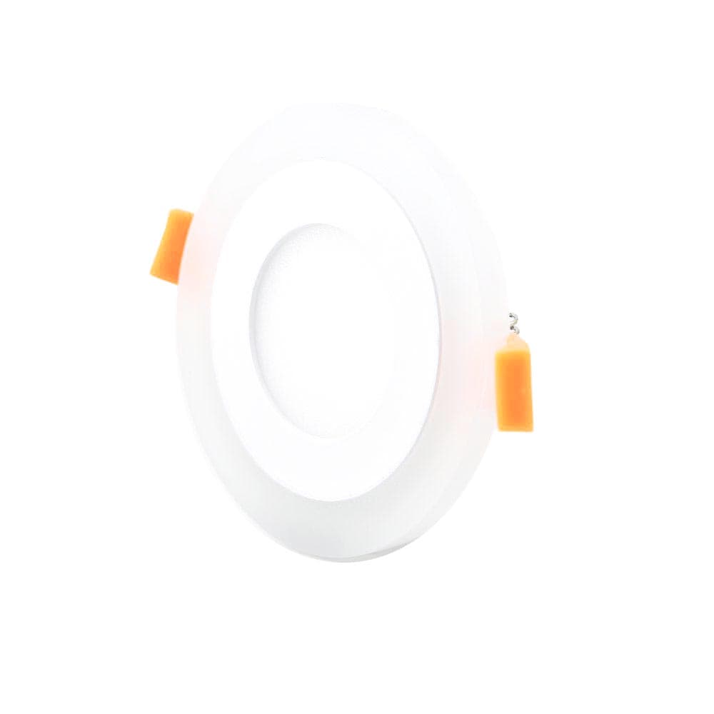 4"(100mm) Round ceiling light 3watt White + 2watt blue light border, Hole 3 1/4"(83mm),Input 85~265Vac with isolated driver. 70-75lm/w, acrylic+aluminum