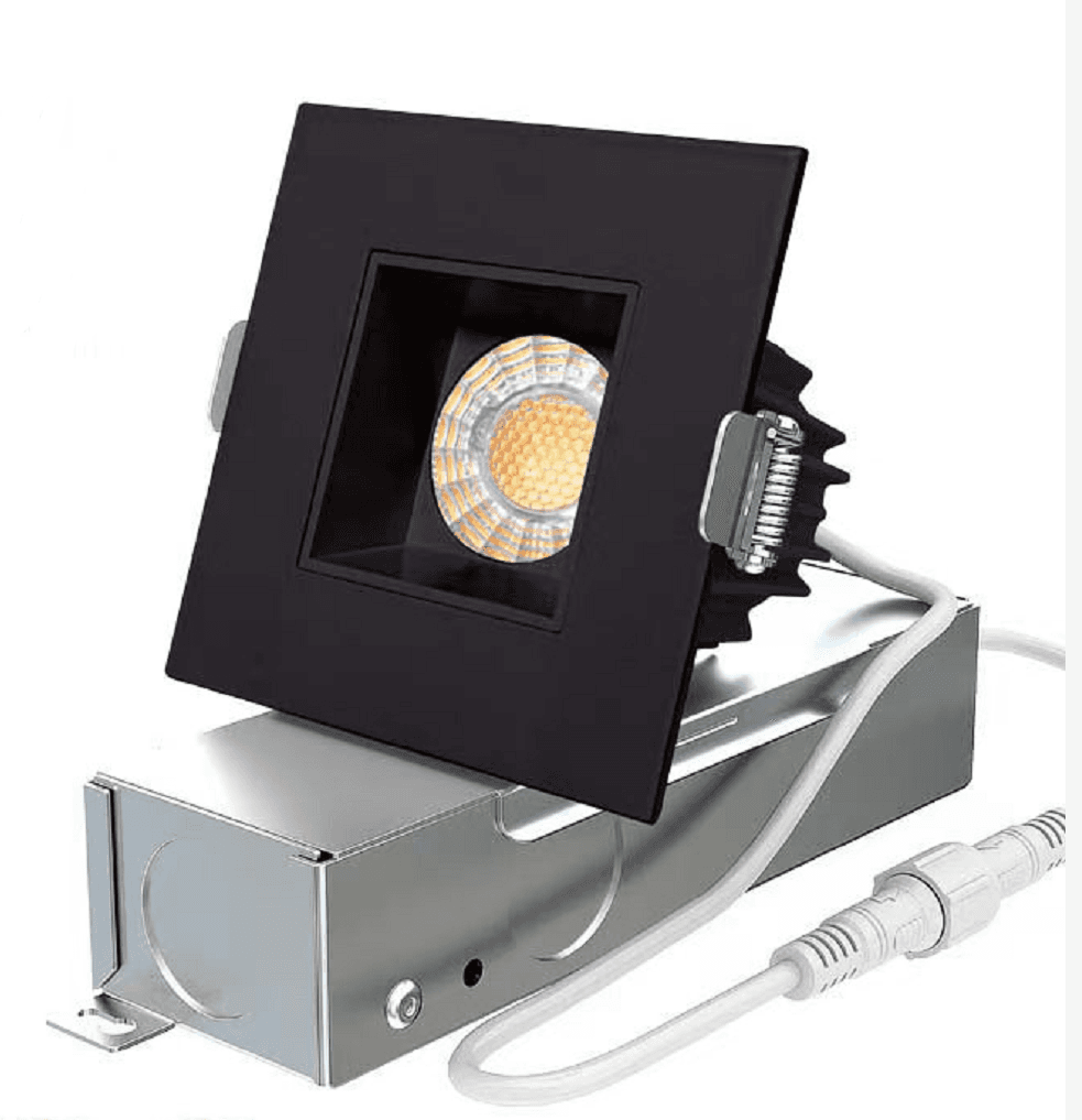 2-Inch Square Anti-Glare LED Downlight, 9W 5CCT Selectable, Black Trim