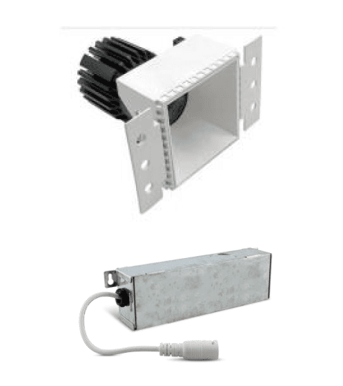 LUMIPRO 4" Trimless Square Downlight Residencial Series Input 10W120VAC 5CCT 27K 30K 35K 40K 50K 800LM 80LM/W CRI90 Triac Dim PF0.95 LED Chip COB Beam Angle 10 24 ETL 5 Yrs Wrrty