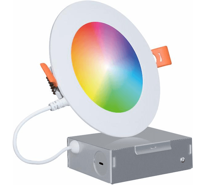 Lumipro SRT Series, LED 6in Round Smart RGBCW Downlight, White, 12W, 850lm, RGB + (2700K-6500K), Beam: 120, PF > 0.9, CRI > 80, 35,000 Hrs, ETL Listed, Google/Alexa compatible