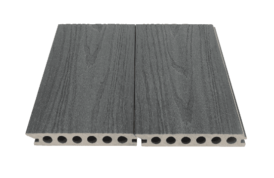 Board Exterior Decking Wood Composite Polymer Waterproof Fire Retardant No maintenance Dim 144x5.7x0.9 Inch Color Dark Grey