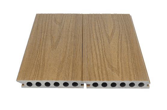 Board Exterior Decking Wood Composite Polymer Waterproof Fire Retardant No maintenance Dim 144x 5.7x 0.9inch Color Teak