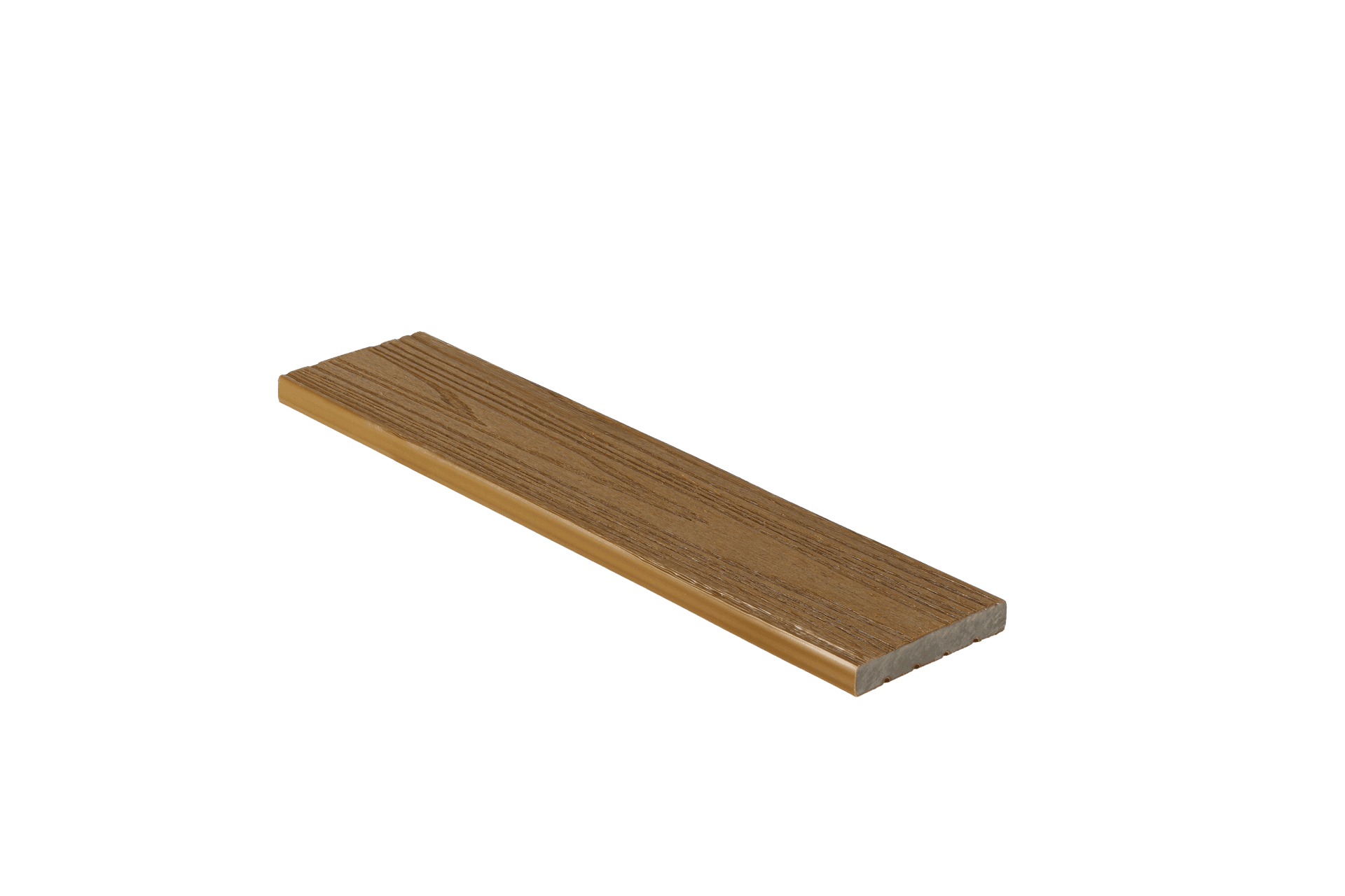 Exterior Decking Wood Composite Polymer Deck Edge Waterproof Fire Retardant No maintenance Dim 86.6x2.75x0.43 Inch Color Teak