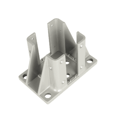 Cast Aluminum Fencing Post Base, 6.29 x 3.93 x 3.93 in, 10.65 lb