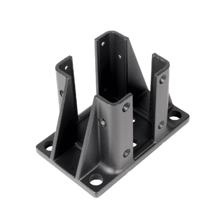 Fencing Post Base Black, Cast Aluminum dim 6.29inx3.93inx3.93in