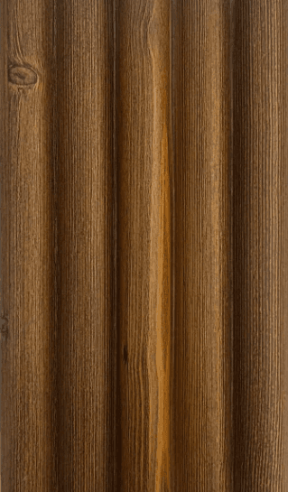 Round WPC Wall Panel, Teak Wood Finish, 6.3 in Wide x 9.68 ft