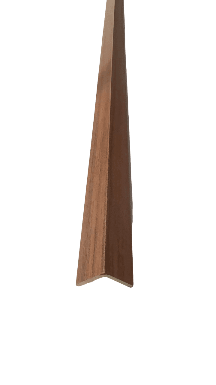 Indoor Wood Panel Corner Trim, Red Chestnut Finish, 114 in Length, Recycled PVC and Wood Fiber