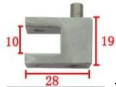 Stainless steel wire system board holder, one sided, (L): 28mm, board opening (W): 10mm