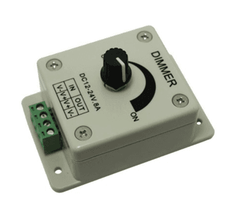 Single-Channel Wall Box LED Dimmer, Knob Control, 12-24V DC, 96-192W