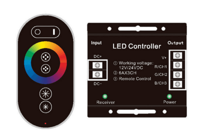 RGB RF touch remote controller, 5~24Vdc, 216w/12V(432w/24V) - Indoor use only, not waterproof