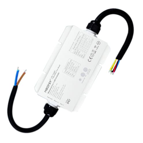 Waterproof 5 in 1 LED Strip Controller WiFi+2.4GHz DC12-48V 10A/Channel Max 20A Control Distance 30m IP67 Work Temp -20C to 45C Requires gateway for smartphone control