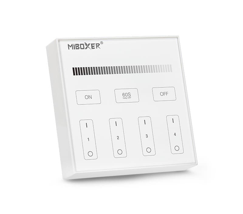 RF Touch Wall Remote, Single Channel, 4-Zone Control, 2.4GHz Capacitive Touch Panel