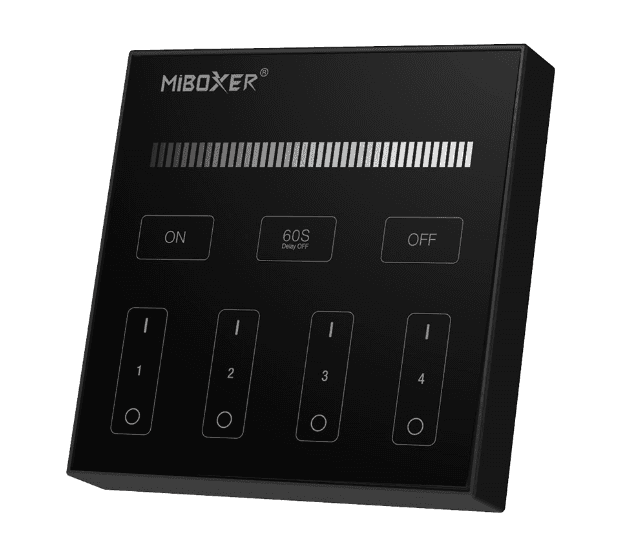 RF Touch Wall Remote, 4-Zone Single Channel, 2.4GHz, Battery Powered