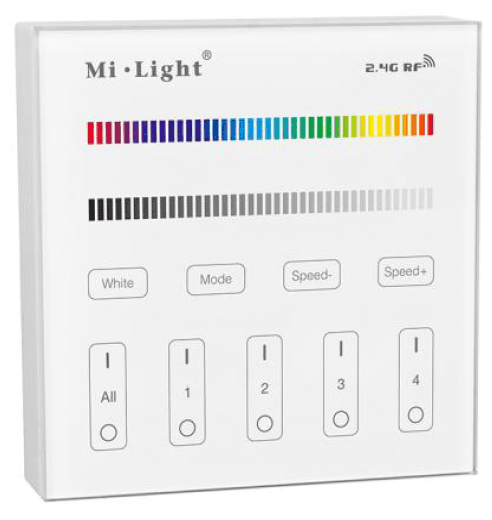 RF Touch Panel Remote, 4-Zone 2.4GHz Wireless Control, 86 mm Wall-Box Mount