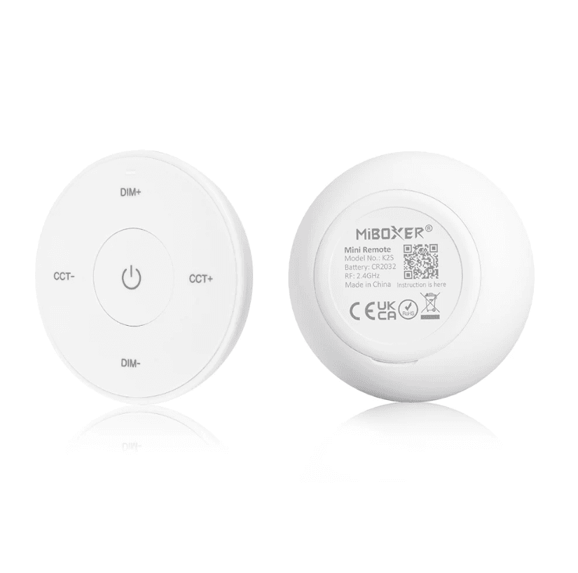 Mini Remote White Color Working Voltage 3V (CR2032 battery) Standby Power Consumption 6uA Transmitting Power 6dBm RF 2.4 GHz Control Distance 30m Modulation Method GFSK Working Temp -10 C to 40 C Dim 60x15 mm CE Certification