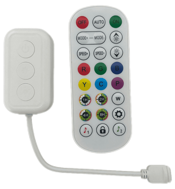 2.4G RGBIC LED Controller with 24-Key Remote, 24V, Up to 30m Range