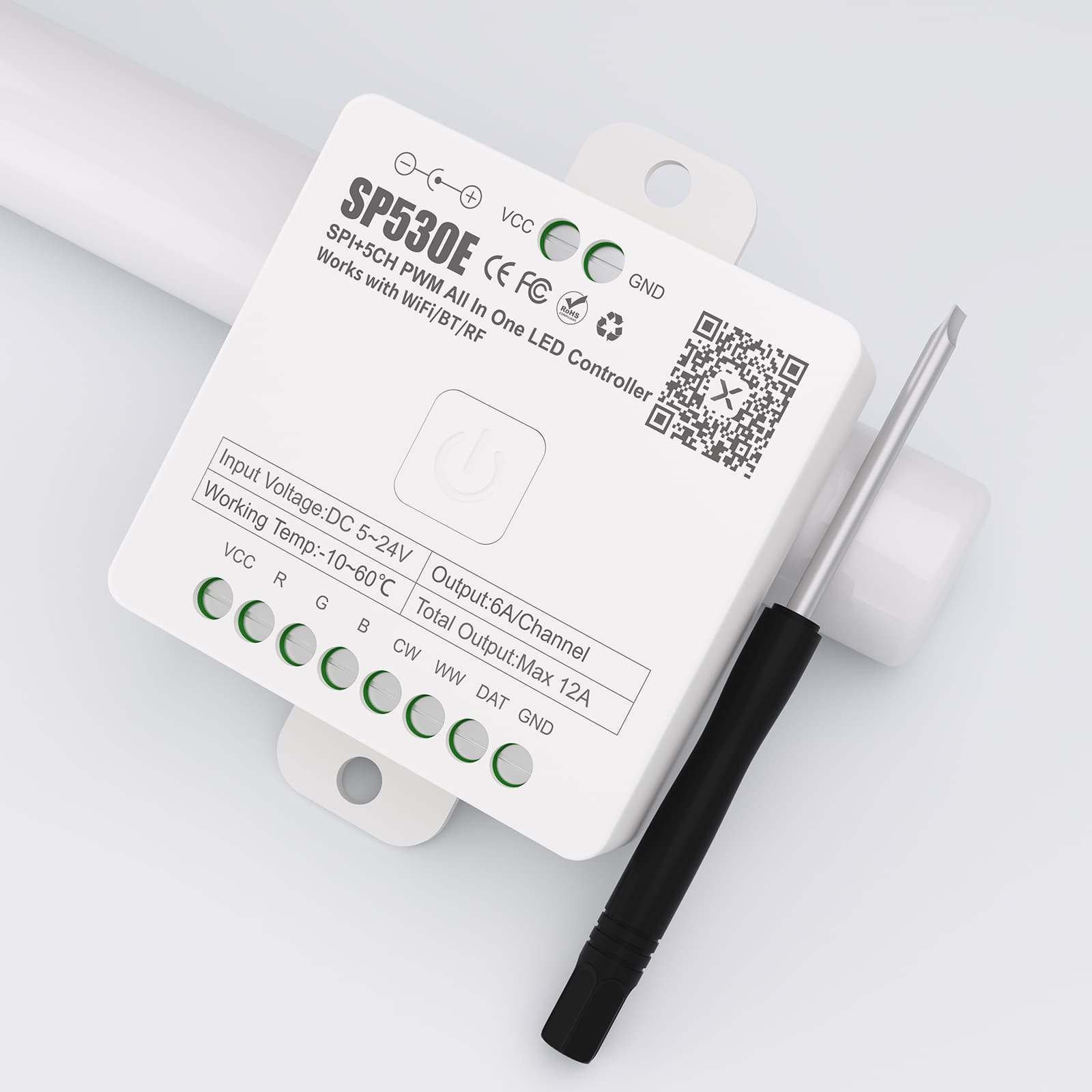 SPI LED Controller, Wi-Fi & Bluetooth, 5-Channel, Up to 1200 Pixels