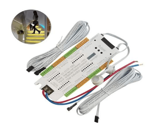 32 Channel Sequential Stair Controller, 500W, Input DC12/DC24V , Output DC12/DC24V, Dim: 185*80*20mm, PIR sensor, button switch