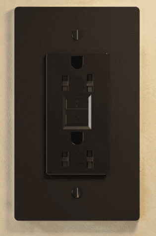 Double Outlet GFCI Receptacle, 120V 15A, Brass, All-Black Finish, UL Listed