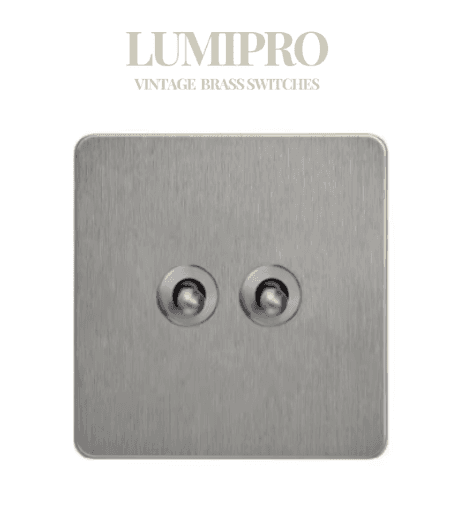 FINAL SALE - Limited 30-day Warranty- Price Drop 20% LUMIPRO VINTAGE SWITCH - Nickel color 2 Gang Round Switch Max Current: 16A Max Voltage 110V Material Stainless Steel D: 18X15X10.5 cm