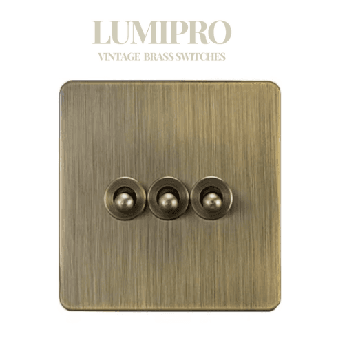 FINAL SALE - Limited 30-day Warranty- Price Drop 20% LUMIPRO VINTAGE SWITCH - Bronze color 3 Gang Round Switch Max Current: 16A Max Voltage 110V Material Stainless Steel D: 18X15X10.5 cm