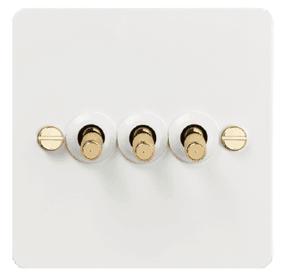 Vintage 3-Gang Toggle Wall Switch, Stainless Steel Panel, 16A, 110-250V, White