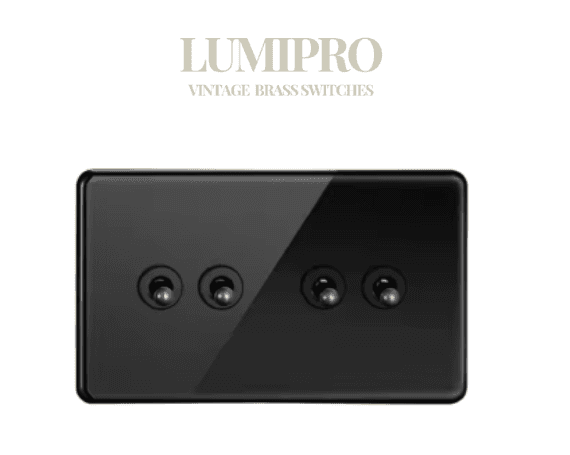 FINAL SALE - Limited 30-day Warranty- Price Drop 20% LUMIPRO VINTAGE SWITCH - Black color 4 Gang Round Switch Max Current: 16A Max Voltage 110V Material Stainless Steel D: 18X15X10.5 cm