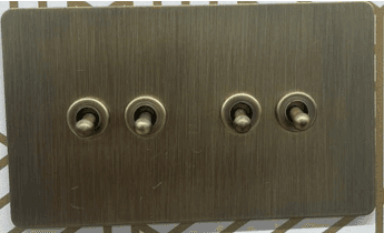 FINAL SALE - Limited 30-day Warranty- Price Drop 20% LUMIPRO VINTAGE SWITCH - Bronze color 4 Gang Round Switch Max Current: 16A Max Voltage 110V Material Stainless Steel D: 18X15X10.5 cm
