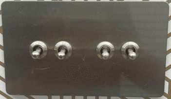 FINAL SALE - Limited 30-day Warranty- Price Drop 20% LUMIPRO VINTAGE SWITCH - Nickel color 4 Gang Round Switch Max Current: 16A Max Voltage 110V Material Stainless Steel D: 18X15X10.5 cm