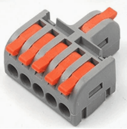 1–5 Port Press-On Wire Connector, 250 V 32 A, 10–28 AWG, Polycarbonate Housing
