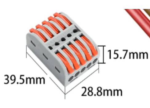 5-5 Port Press-On Wire Connector, 250V 32A, 24AWG-10AWG Input