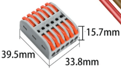Press-On Wire Connector, 6-6 Port, 250V 32A, 24-10 AWG Input