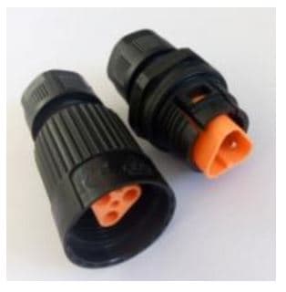 Waterproof Plug and Jack Connector, 3-Pin, IP68, Nylon PA66 Shell, 250 V 16 A