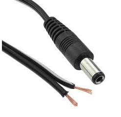 DC 5.5mm male plug with 5" cable (#20AWG)
