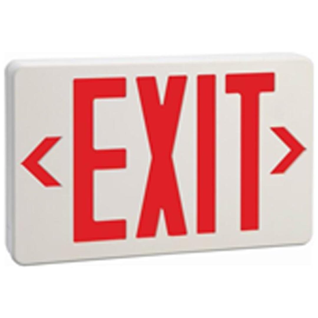 Emergency Exit Sign, Red LED, 1 W, 120/277 VAC, 90-Minute Battery Backup, UL Listed