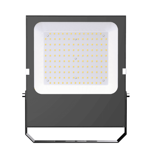LUMIPRO Serie BKES, Proyector 100W, 140lm/w, 100-277V AC, 3000K, 120°, Certificado ETL, cuerpo negro, chip Epistar 2835, IP65, garantía 5 años, Cable 3-Phase Expuesto 50cm