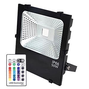 20W RGB LED Flood Light with Remote Control, IP65, Black