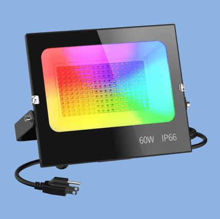 Smart RGB+CCT LED Flood Light, 60 W, 7200 lm, IP66, 100-277 VAC, WiFi and RF Control
