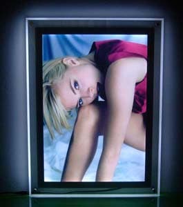 Discontinued Item- Clear acrylic slim light box with LED 27inX20inX0.4in Voltage 100-240VAC