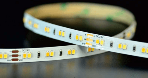 Indoor double chip CCT LED strip, SMD2835, 12VDC/48watt, 120pcs leds, 2700K-6500K, (W)10mm*(L)5m with adhesive, IP20
