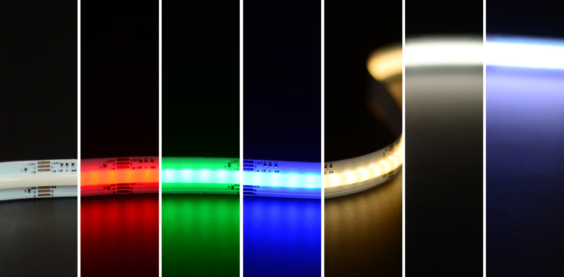 COB strip light 840leds/m;DC24V;RGBCCT, 12MM PCB;IP20;19W/M;without UL logo on PCB;illusion standard, 5M per roll, Wrrty: 3 yrs