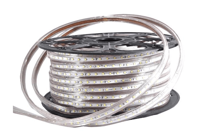 FINAL SALE - Limited 30-day Warranty- Price Drop 15%- LUMIPRO 2835 Series Rope Light pin width: 8mm Input:120V 6.5watt/meter 50meter/roll Cut length 20in 860Lm/m IP65 Size (W)15x(D)8mm.