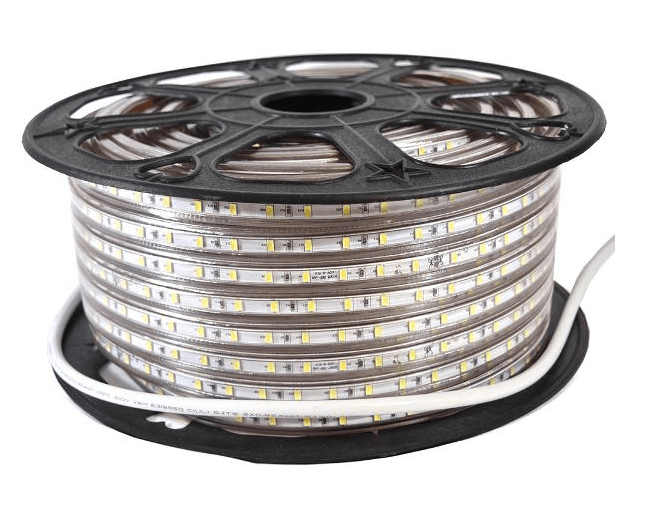 FINAL SALE - Limited 30-day Warranty- Price Drop 25%- LUMIPRO 5730 Series Rope Light pin width: 8mm Input:120V 8watt/meter 50meter/roll Cut length 20in 1080Lm/m CCT 6000K IP65 Size (W)15x(D)8mm.