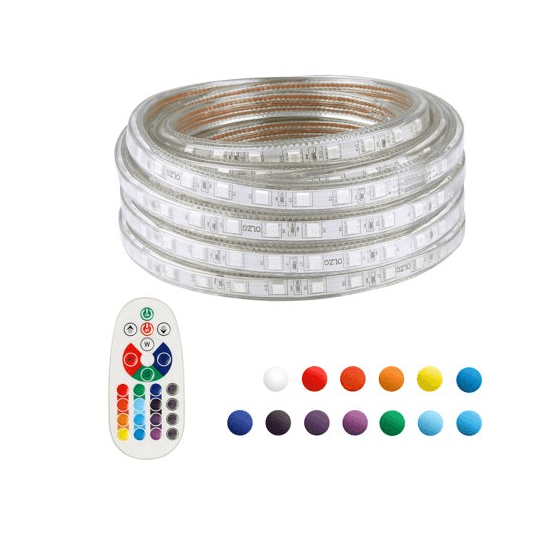 LED Rope Light, 5050 SMD RGB, 60 LEDs/m, 110-130 V AC Line Voltage, IP67, 50 m Roll