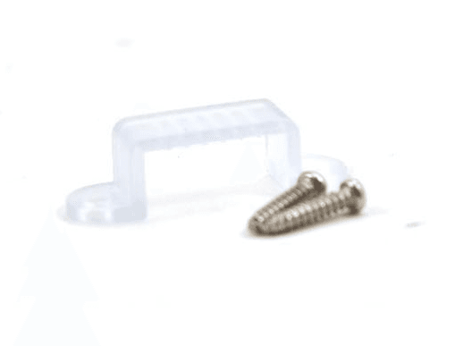 10mm Mounting Clips for 2835 LED Strip, Transparent Finish, 50 Clips and 100 Screws per Bag